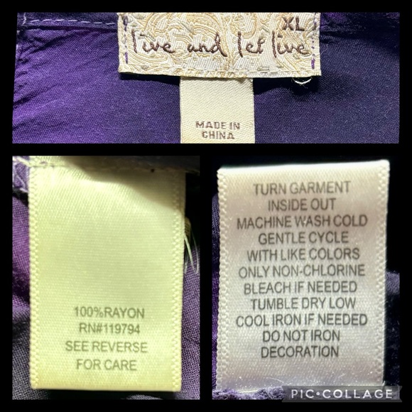 Live and Let Live Purple Tie Dye Peplum Blouse with Embroidery, size XL - Picture 9 of 11